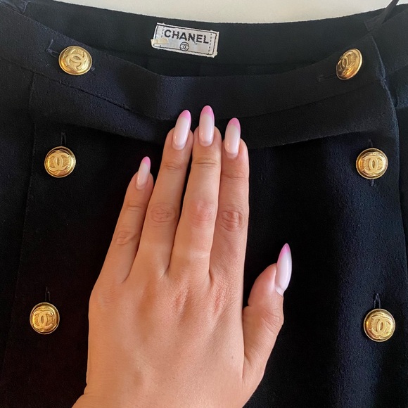 CHANEL Vintage Pleated 14k Gold Logo Buttons Mini Skirt - Picture 2 of 10